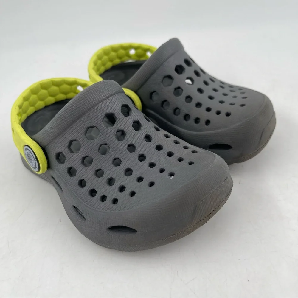 Joybees Unisex Toddler Gray Yellow Ventilated Mules Clogs Shoes - Size 4/5 Child